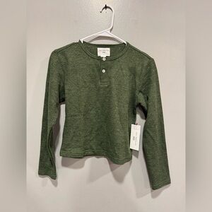 NWT Sol Angeles Waffle Knit Thermal Long Sleeve in Green